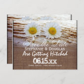 Rustic Daisies Burlap slaat de Briefkaarten Datum (Voorkant / Achterkant)