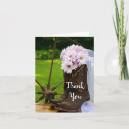 Rustic Daisies Cowboy Boots Bridesmaid Bedankkaart
