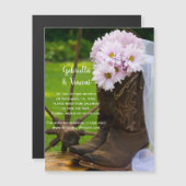 Rustic Daisies Cowboy Boots Wedding Save the Date Magnetische Uitnodiging (Voorkant / Achterkant)