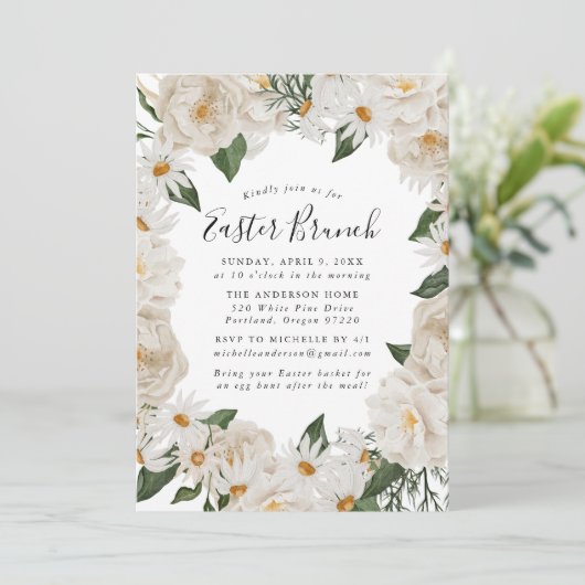 Rustic Daisies Easter Brunch Kaart (Staand voorkant)