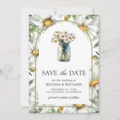 Rustic Daisies Floral Mason Jar Photo Wedding Save The Date (Voorkant)