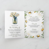 Rustic Daisies Floral Mason Jar QR Code Wedding (Binnen)