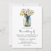 Rustic Daisies Floral Mason Jar QR Code Wedding Kaart (Voorkant)