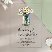 Rustic Daisies Floral Mason Jar Wedding Acryl Uitnodigingen