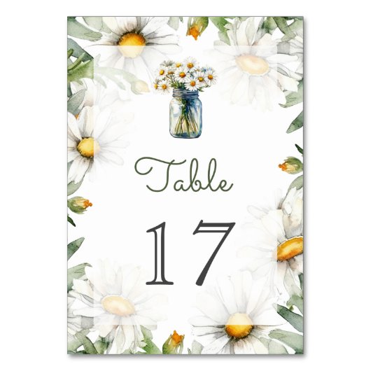 Rustic Daisies Floral Mason Jar Wedding Kaart (Voorkant)