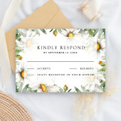 Rustic Daisies Floral Wedding RSVP Kaartje