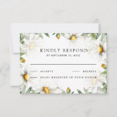 Rustic Daisies Floral Wedding RSVP Kaartje (Voorkant)