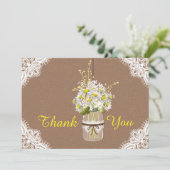 Rustic Daisies Lace Hartelijk dank Bedankkaart (Staand voorkant)