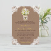 Rustic Daisies Mason Jar Lace Wedding Invitation Kaart (Staand voorkant)