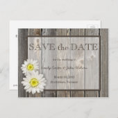 Rustic Daisies Save the Date Briefkaart (Voorkant / Achterkant)
