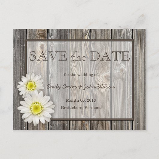 Rustic Daisies Save the Date Briefkaart (Voorkant)