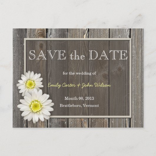 Rustic Daisies Save the Date Briefkaart (Voorkant)
