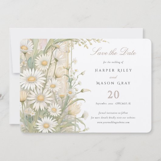 Rustic Daisies Save The Date Wedding Kaart (Voorkant)