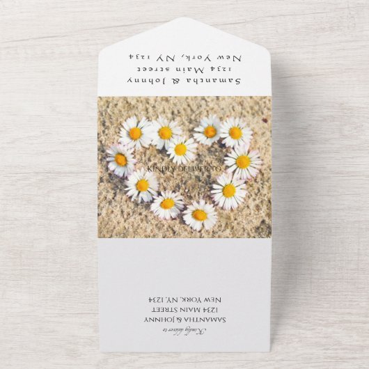 Rustic Daisies Summer Daisy Flowers boho All In One Uitnodiging (Buitenkant)