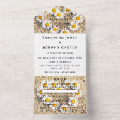 Rustic Daisies Summer Daisy Flowers boho All In One Uitnodiging (Binnen)