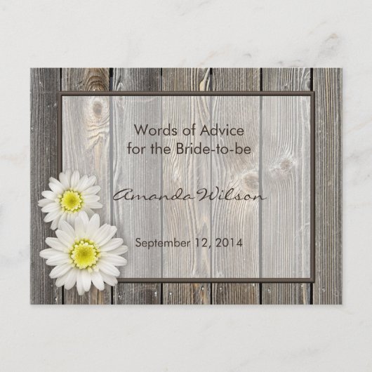 Rustic Daisies Vrijgezellenfeest Advice Kaarten (Voorkant)