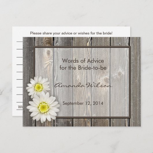 Rustic Daisies Vrijgezellenfeest Advice Kaarten (Voorkant / Achterkant)