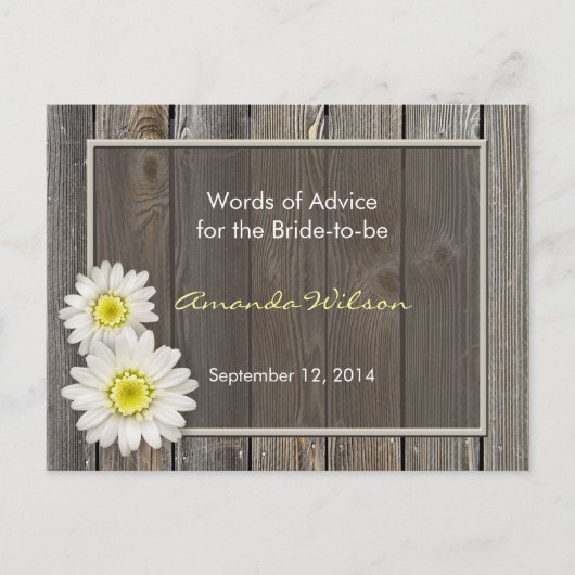 Rustic Daisies Vrijgezellenfeest Advice Kaarten (Voorkant)