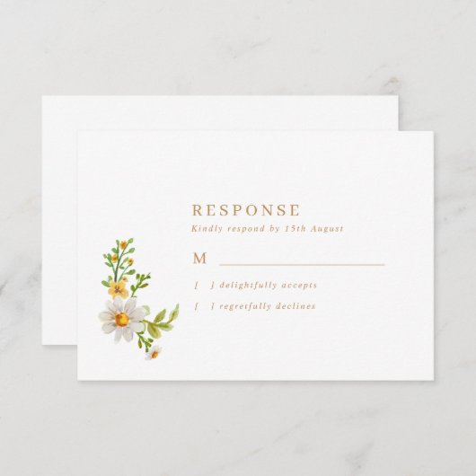Rustic Daisies Wedding RSVP Kaartje (Voorkant / Achterkant)