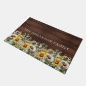 Rustic Daisies Wood familienaam Deurmat (Schuin)