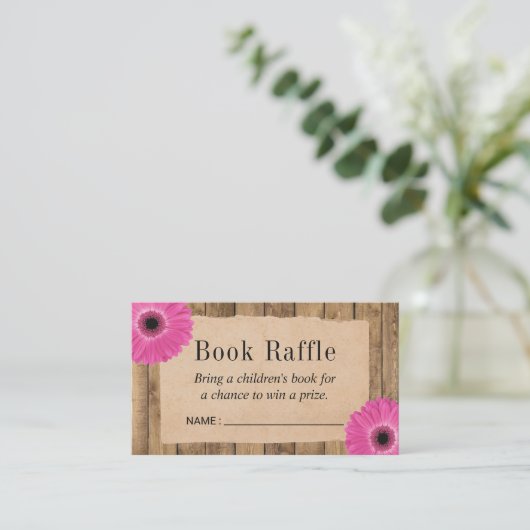 Rustic Daisy Baby shower Boek Raffle Tickets Informatiekaartje (Staand voorkant)