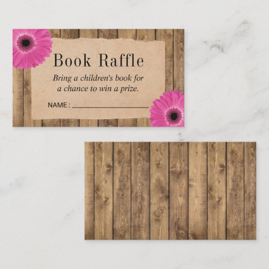 Rustic Daisy Baby shower Boek Raffle Tickets Informatiekaartje (Voorkant / Achterkant)