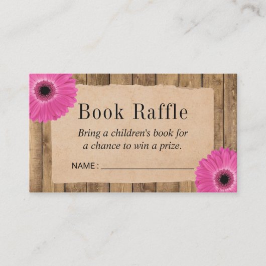 Rustic Daisy Baby shower Boek Raffle Tickets Informatiekaartje (Voorkant)