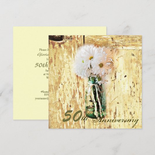 rustic daisy barn land 50ste trouwdag kaart (Voorkant / Achterkant)