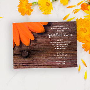 Rustic Daisy Barn Wood Post Wedding Brunch Kaart