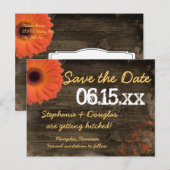 Rustic Daisy Barn Wood sparen de datum Briefkaarte Aankondigingskaart (Voorkant / Achterkant)