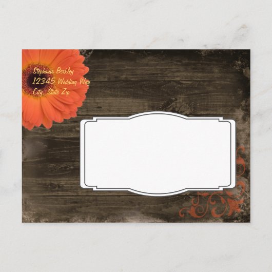 Rustic Daisy Barn Wood sparen de datum Briefkaarte Aankondigingskaart (Achterkant)