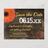 Rustic Daisy Barn Wood sparen de datum Briefkaarte Aankondigingskaart (Voorkant)