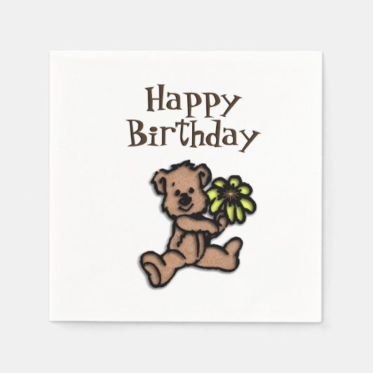 Rustic Daisy Beer Birthday Servet (Voorkant)