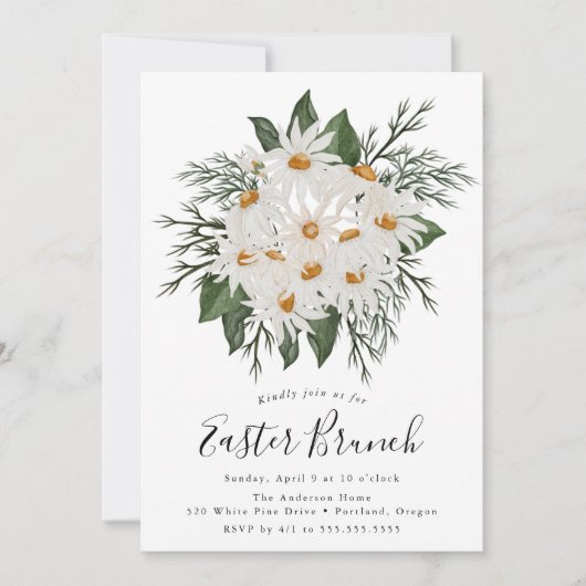 Rustic Daisy Bouquet Easter Brunch Kaart (Voorkant)