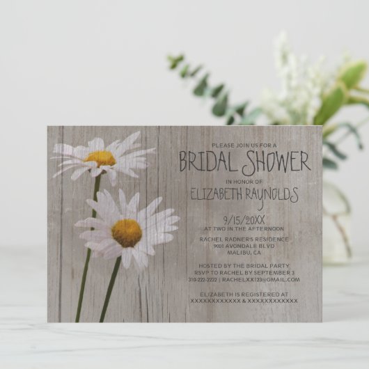 Rustic Daisy Bridal Shower Invitations Kaart (Staand voorkant)