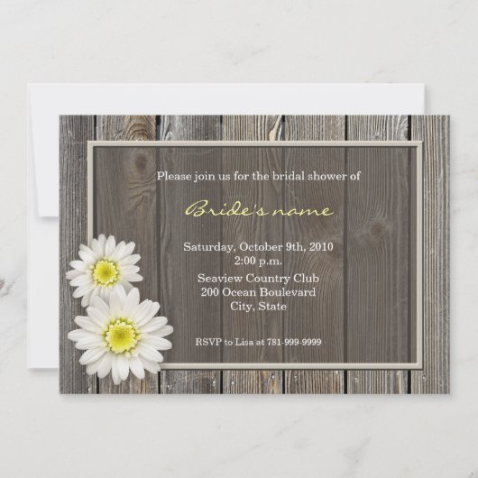 Rustic Daisy Bridal Shower Invitations Kaart (Voorkant)