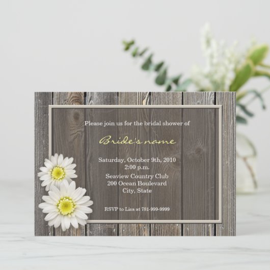 Rustic Daisy Bridal Shower Invitations Kaart (Staand voorkant)