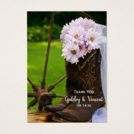 Rustic Daisy Cowboy Boots Wedding Favor Labels Visitekaartje