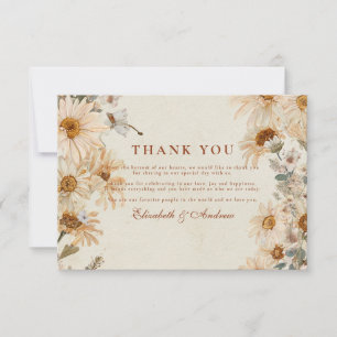 Rustic Daisy Cowgirl Boots Wedding Bedankkaart