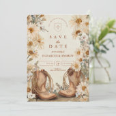 Rustic Daisy Cowgirl Boots Wedding Save The Date (Staand voorkant)