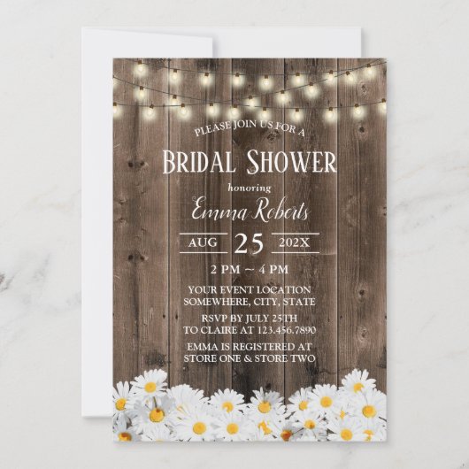 Rustic Daisy Floral Barn Wood Vrijgezellenfeest Kaart (Voorkant)