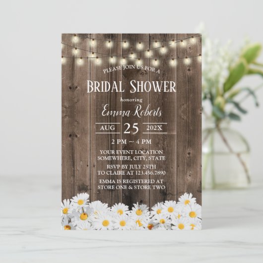 Rustic Daisy Floral Barn Wood Vrijgezellenfeest Kaart (Staand voorkant)