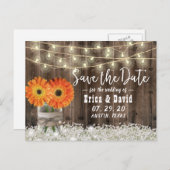 Rustic Daisy Floral Jar Wedding Save the Date Aankondigingskaart (Voorkant / Achterkant)