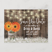 Rustic Daisy Floral Jar Wedding Save the Date Aankondigingskaart (Voorkant)