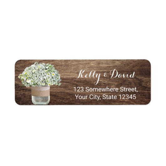 Rustic Daisy Floral Mason Jar Country Weddenschap Etiket (Voorkant)