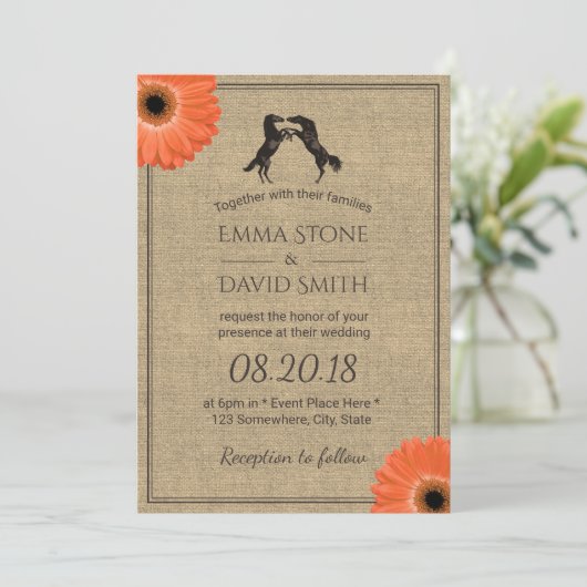 Rustic Daisy Floral  paardenhuwelijk Kaart (Staand voorkant)