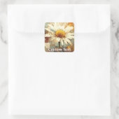 Rustic Daisy Flower Art Custom Vierkante Sticker (Tas)