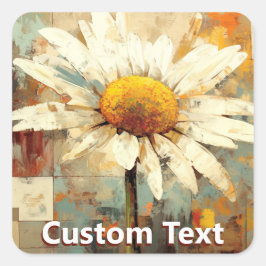 Rustic Daisy Flower Art Custom Vierkante Sticker
