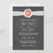 Rustic Daisy Flower Chalkboard Wedding Invitations Kaart (Voorkant)