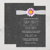 Rustic Daisy Flower Chalkboard Wedding Invitations Kaart (Voorkant / Achterkant)